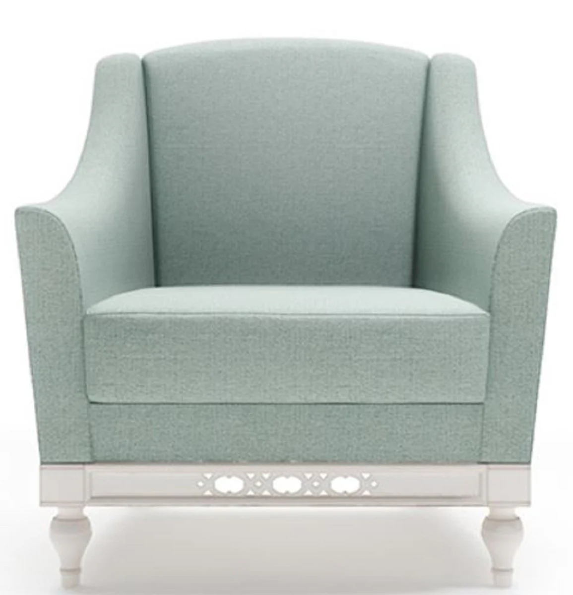 Casa Padrino Sill¨®n Art Nouveau de Lujo Verde Menta / Blanco 81 x 90 x H. 96 cm - Calidad de Lujo