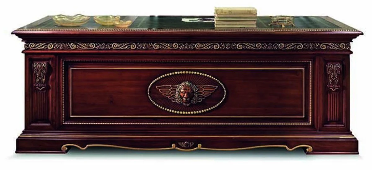 Casa Padrino Escritorio Barroco de Lujo Marr¨®n Oscuro / Verde / Oro 230 cm - Muebles Barrocos - Hecho en Italia