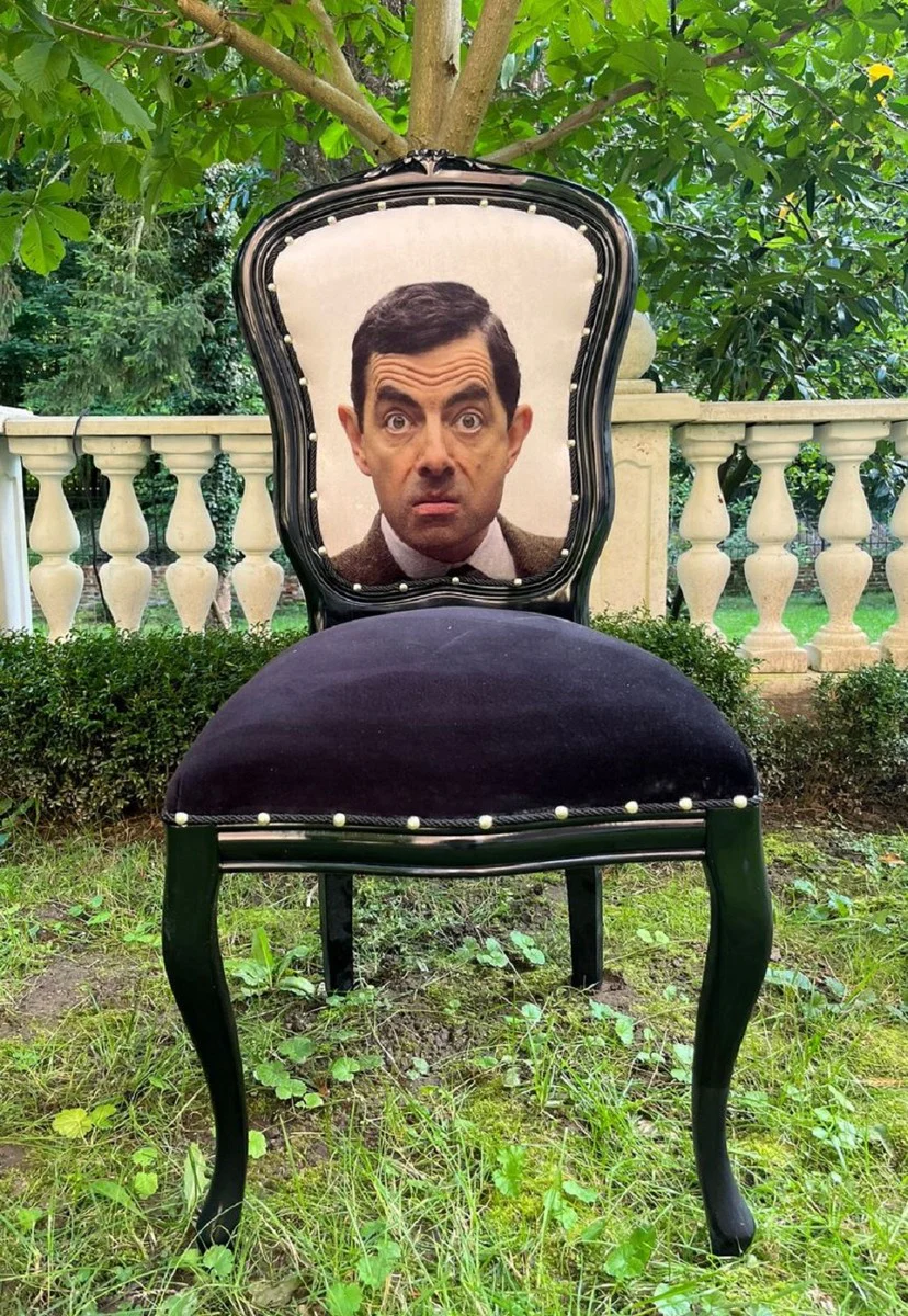 Casa Padrino silla de comedor barroco de lujo diseño caricatura / negro - Muebles de comedor barrocos