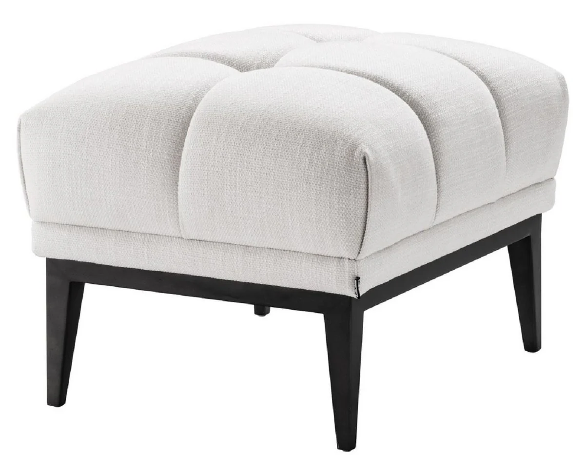 Casa Padrino taburete de pie de lujo blanco / negro 65 x 53 x H. 44 cm - Taburete Rectangular con Patas de Acero Inoxidable - Muebles de Sal¨®n