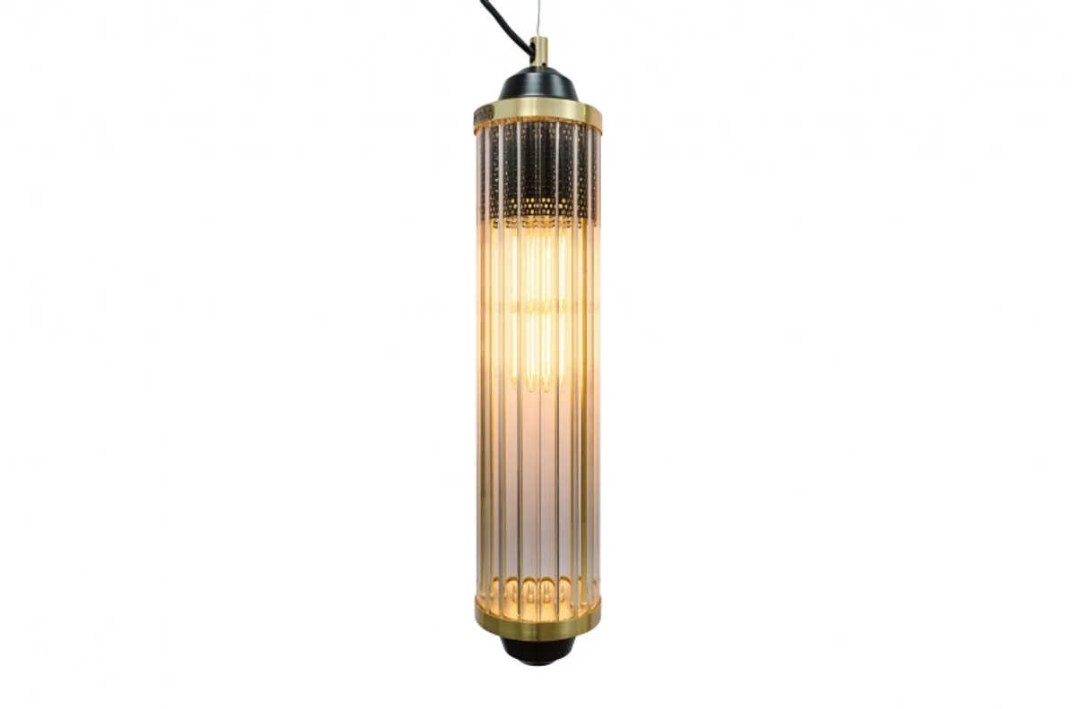 Casa Padrino Luxury Lámpara de Suspensión Latón / Negro Ø 10 x H 51 cm - Luxury Hotel & Restaurant Lamp