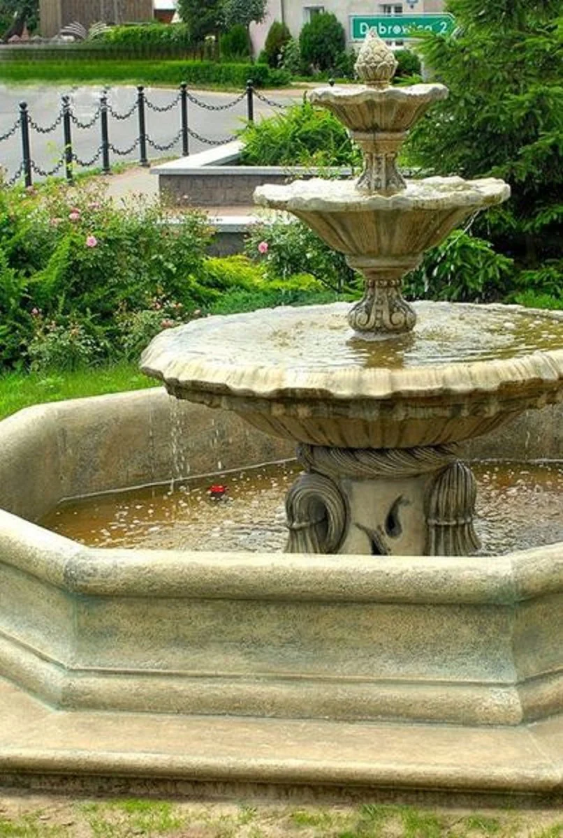 Casa Padrino fuente barroco gris Ø 145 x A. 180 cm - Fuente de decoración de jardín - Magníficos accesorios de decoración de jardín barroco