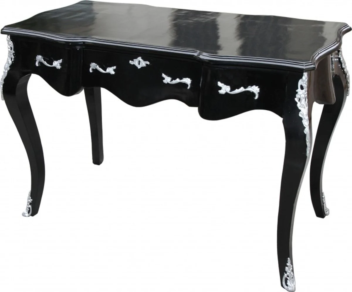 Casa Padrino luxury baroque console table Black / Silver 120 x 80 x 58 cm - Women's Desk - Secretary of luxury furniture