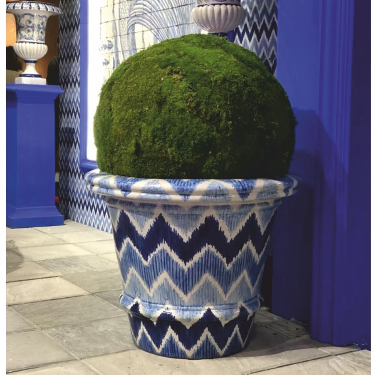 Casa Padrino maceta de cer¨¢mica de lujo azul / blanco ? 79 x A. 63 cm - Decoraci¨®n de jard¨ªn