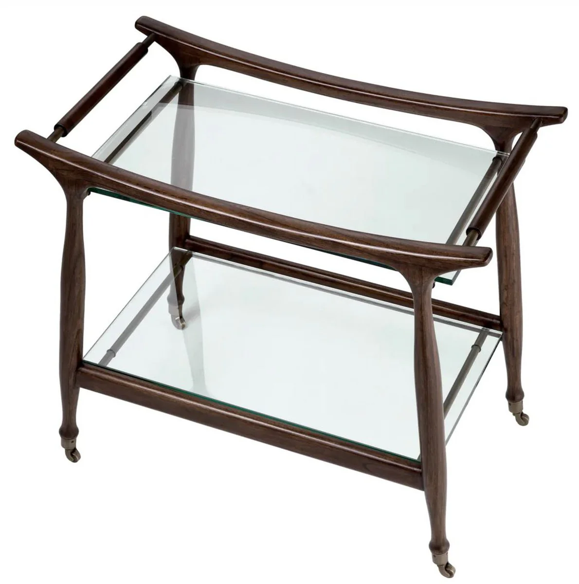 Casa Padrino carrito de servicio de lujo de madera maciza con tapas de vidrio marr¨®n 86 x 50 x A. 75,5 cm - Carrito gastron¨®mico restaurante hotel - Accesorios gastron¨®mico restaurante hotel lujo