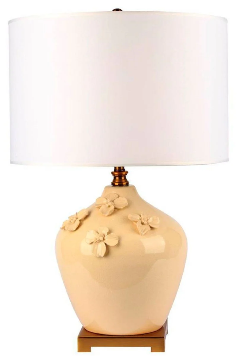 Casa Padrino l¨¢mpara de mesa de cer¨¢mica de lujo crema / oro / blanco ? 40 x A. 70 cm