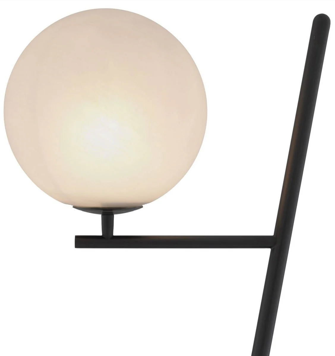 Casa Padrino lámpara de pie de lujo bronce / negro / blanco 39 x 30 x A. 159 cm - Lámpara de pie moderna de metal con base de mármol y pantalla de vidrio redonda - Calidad de Lujo