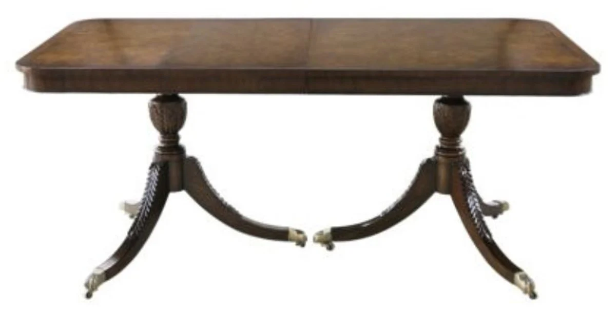 Casa Padrino mesa de comedor de caoba de lujo con ruedas marrón claro / marrón oscuro 180 x 95 x H. 89 cm - Muebles de Lujo Para el Comedor