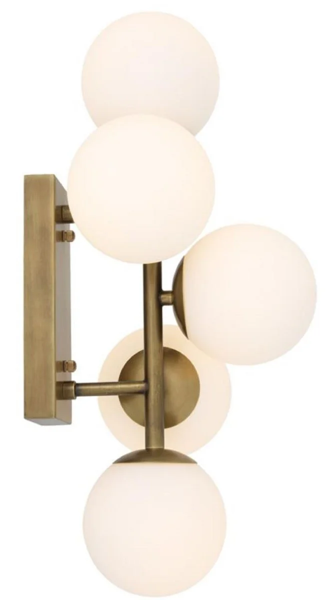 Casa Padrino lámpara de pared de lujo latón antiguo / blanco 27 x 24 x H. 50 cm - Lámpara de Pared para Sala de Estar