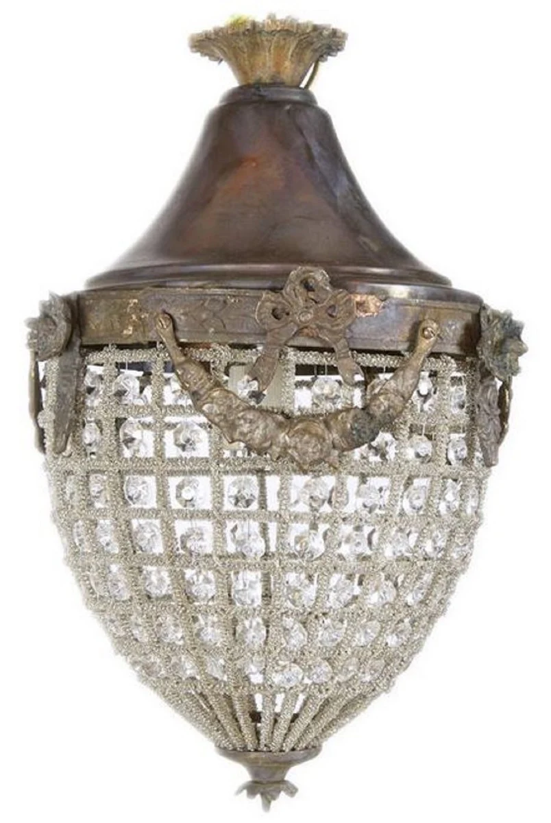 Casa Padrino lámpara colgante de cristal barroco oxidado Ø 25 x A. 35 cm - Lámpara colgante redonda de estilo barroco - Luces Barrocos - Noble y Magnífico