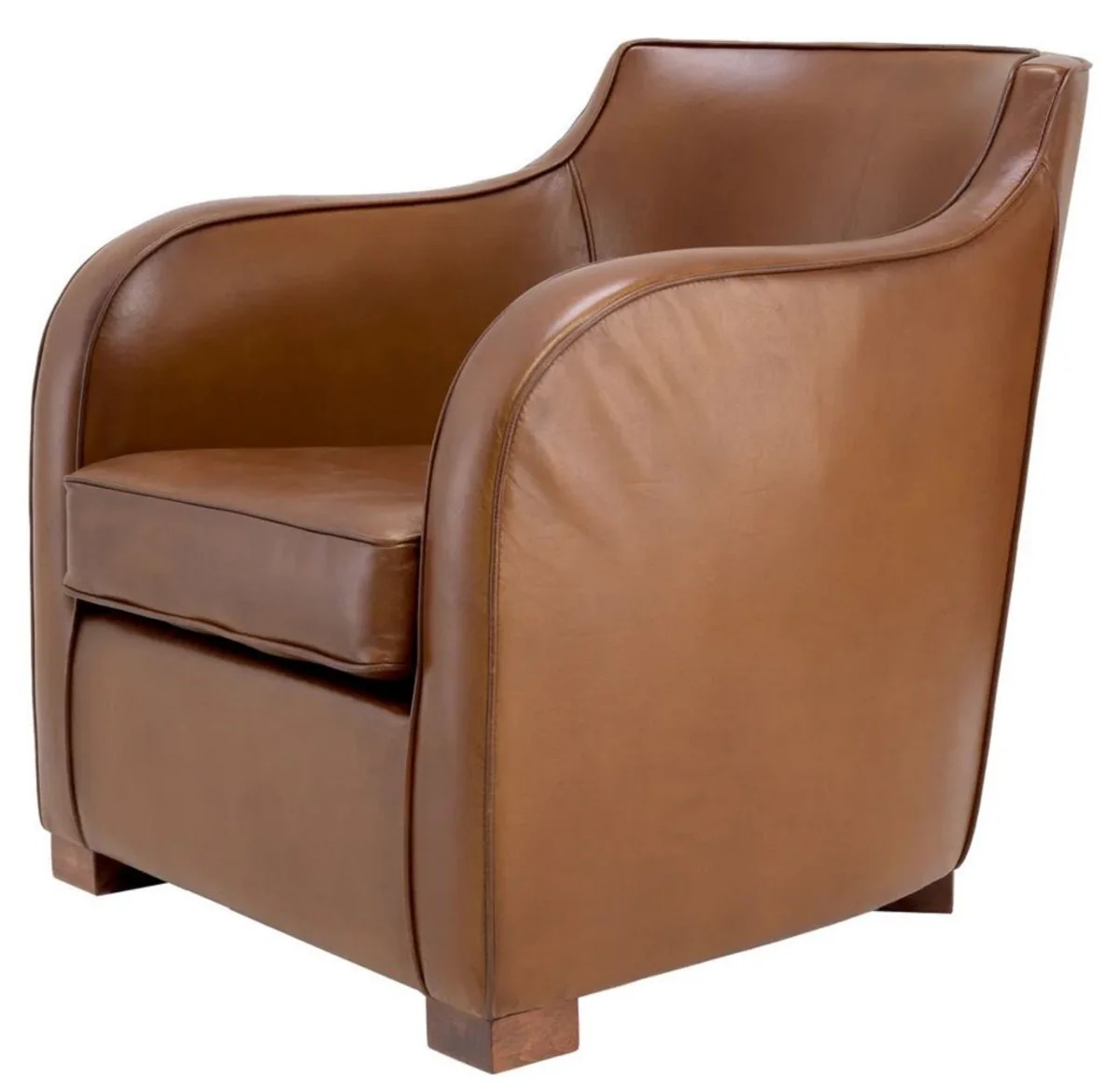 Casa Padrino sillón de cuero de lujo marrón 69 x 80 x A. 71 cm - Sillón de salón de cuero genuino - Sillón de hotel - Muebles de salón - Muebles de hotel - Calidad de lujo