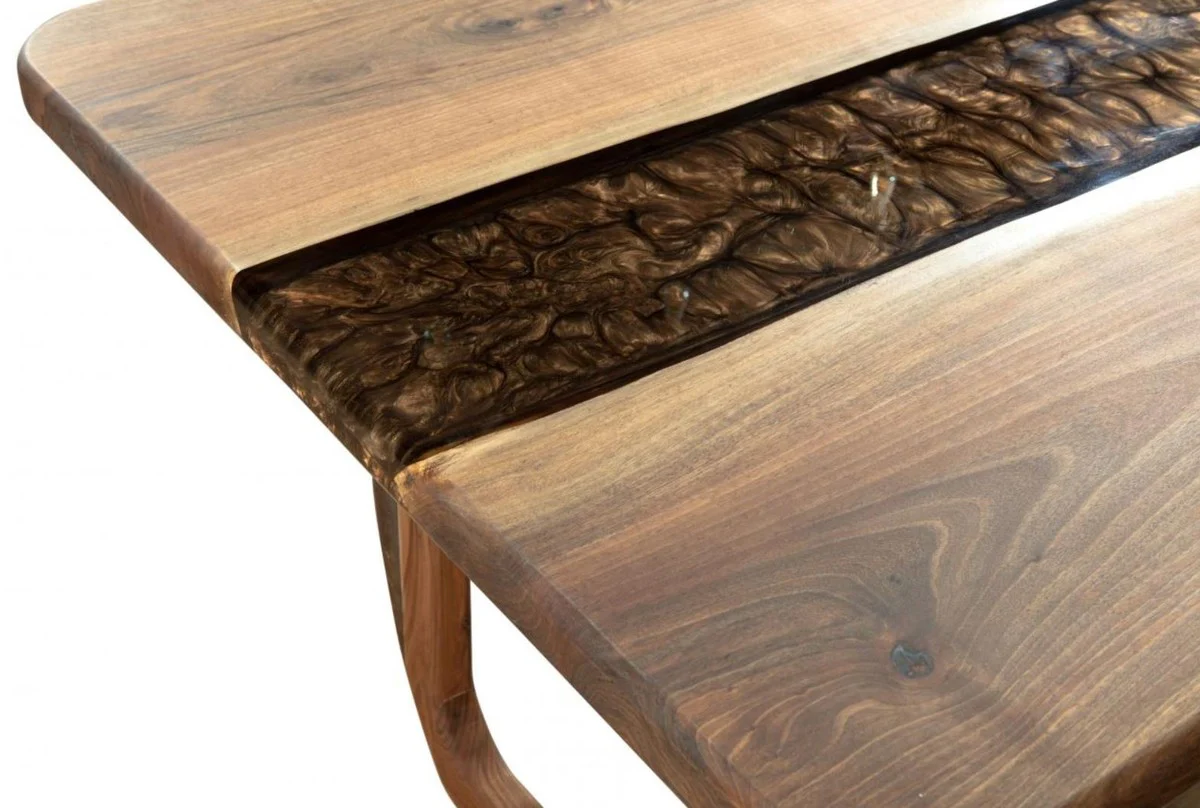 Casa Padrino mesa de comedor de lujo marr¨®n 200 x 100 x A. 76 cm - Mesa de cocina rectangular con resina epoxi - Muebles de comedor - Muebles de resina epoxi - Muebles de lujo