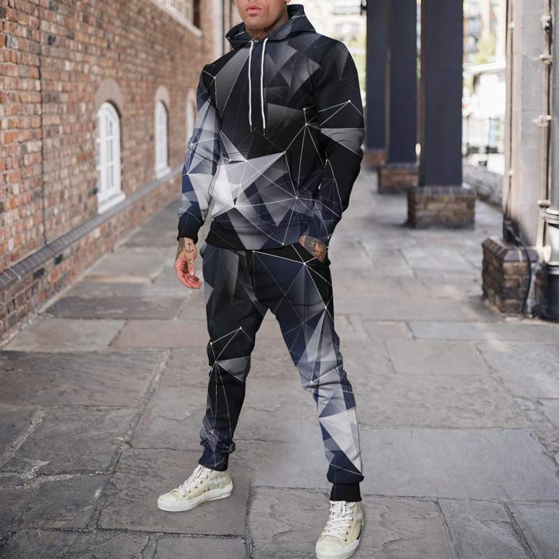 Men's Personalized Printed Hoodie Set 039