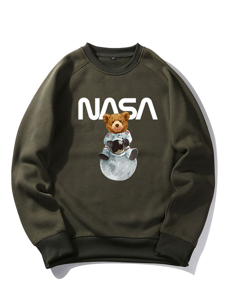 NASA Bear Print Raglan Sleeves Sweatshirt & NASA Print Jogger Pants