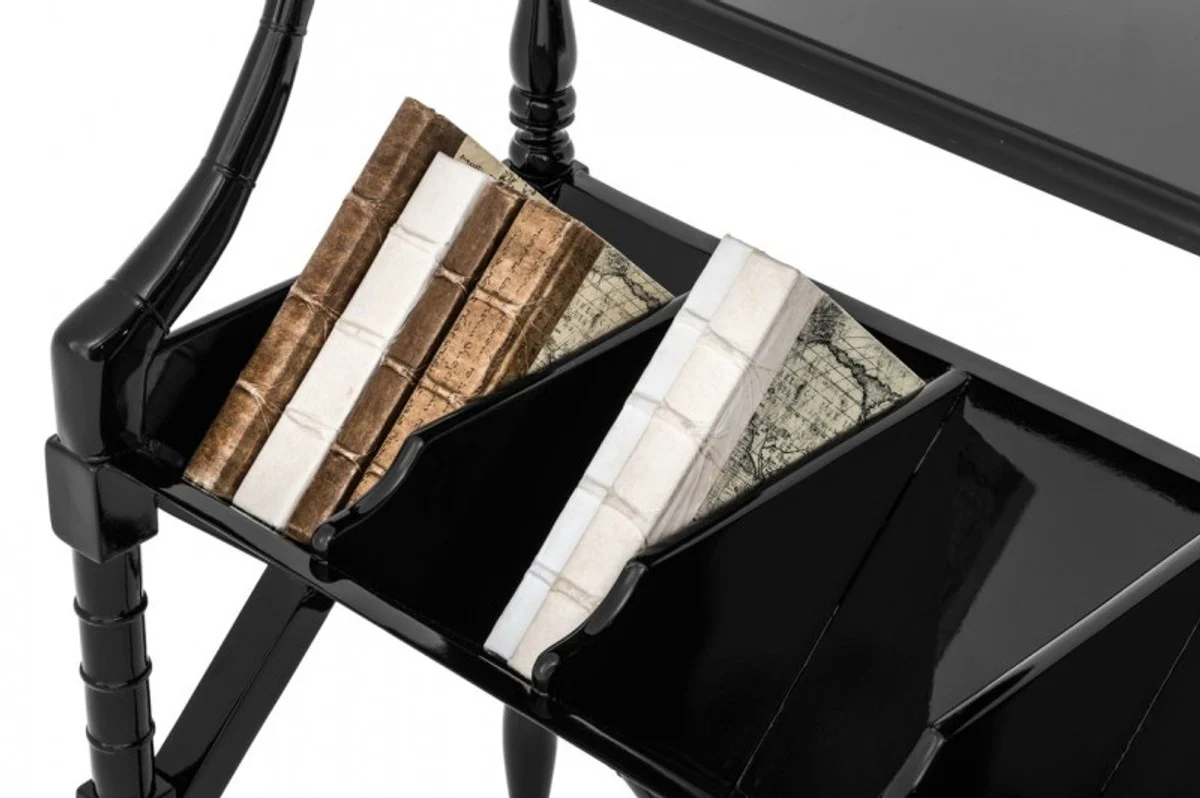 Casa Padrino luxury Newspaper and Magazine Trolley Solid wood glossy black piano lacquer - Luxury Hotel / firm means
