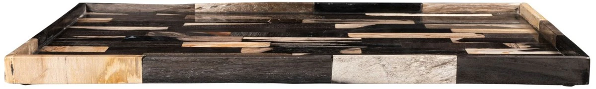 Casa Padrino bandeja de lujo multicolor 40 x 25 x H. 2 cm - Bandeja para Servir Hecha de Madera Petrificada