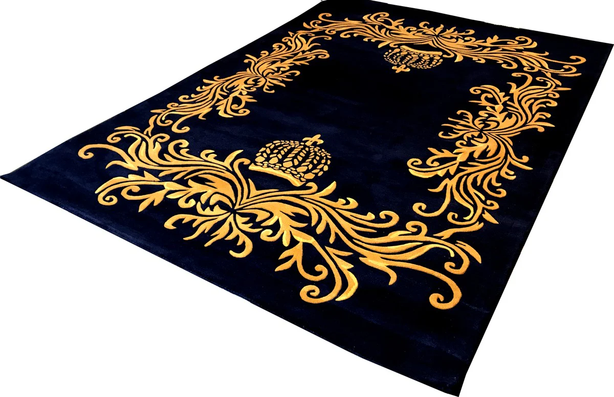 Pomp??s by Casa Padrino alfombra de lujo de Harald Gl??ckler 200 x 290 cm corona azul real / oro - alfombra de dise?o barroco - tejida a mano con lana