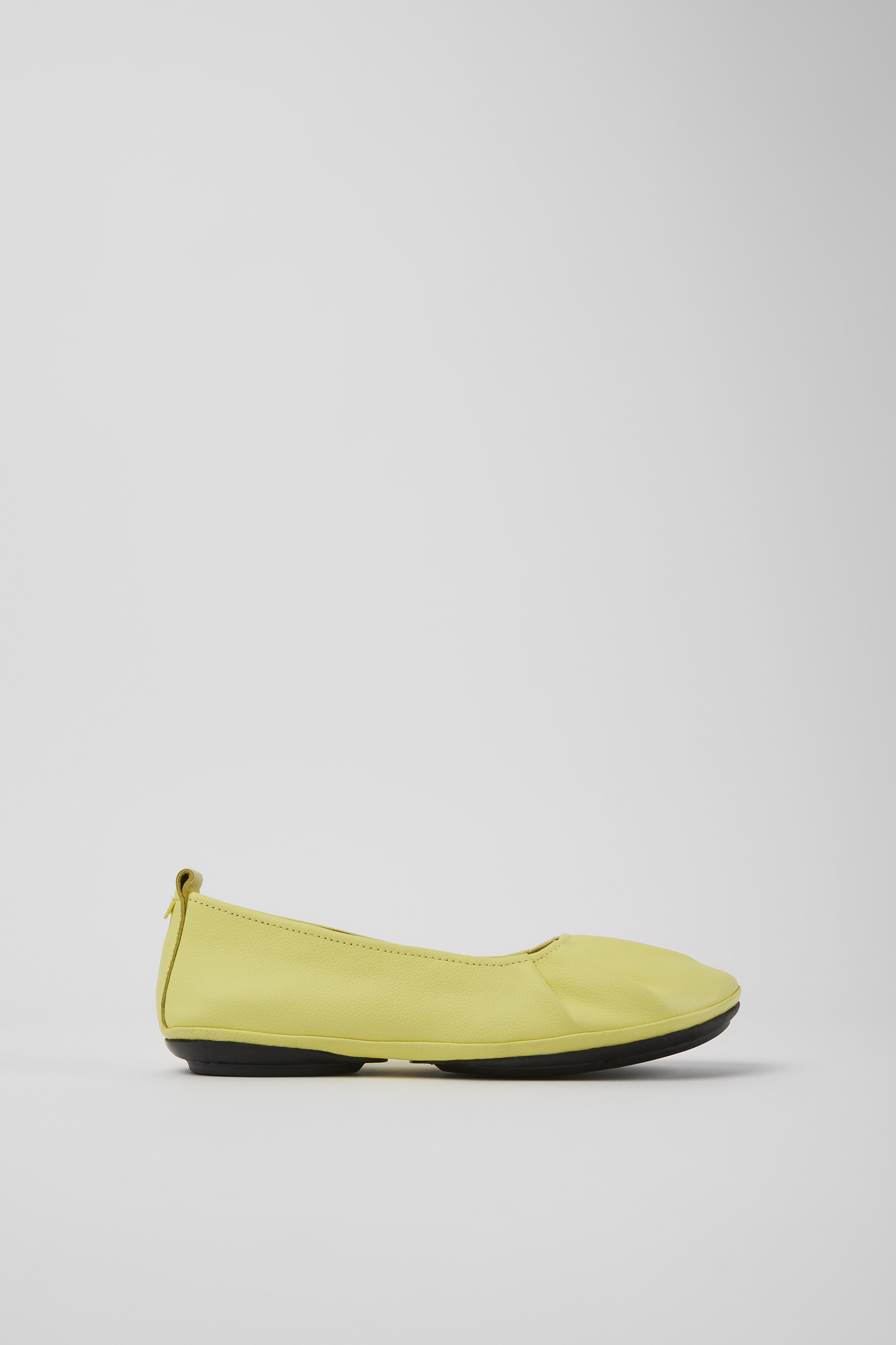 Right - Yellow leather ballerina flats for women