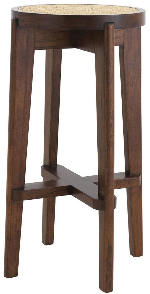 Casa Padrino taburete de bar de lujo marr¨®n / natural ? 44 x A. 76,5 cm - Taburete redondo de madera maciza - Muebles de Bar