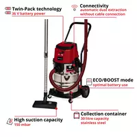 Cordl. Wet/Dry Vacuum Cleaner TP-VC 36/30 S Auto-Solo