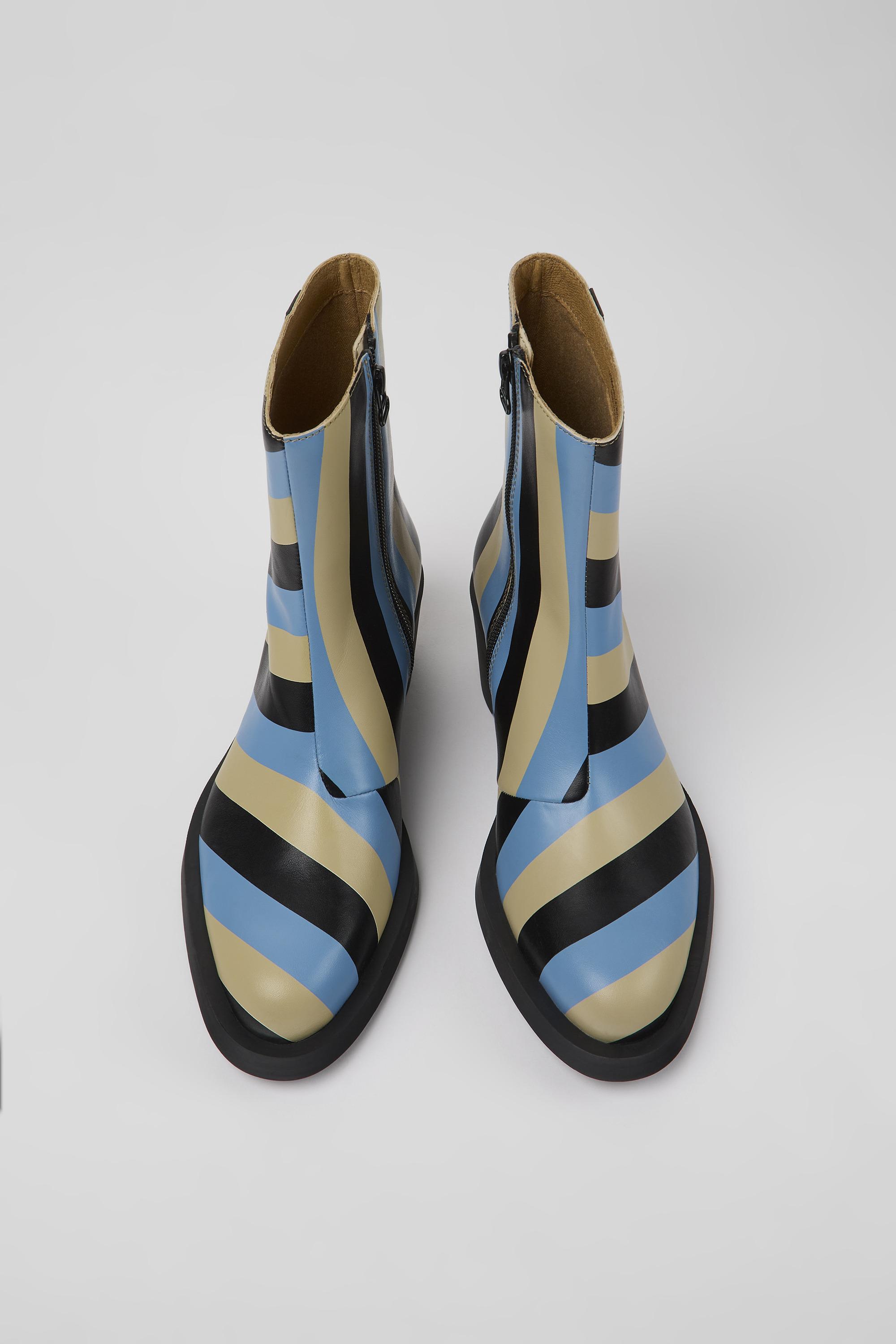 Bonnie - Multicolored striped leather boots for women