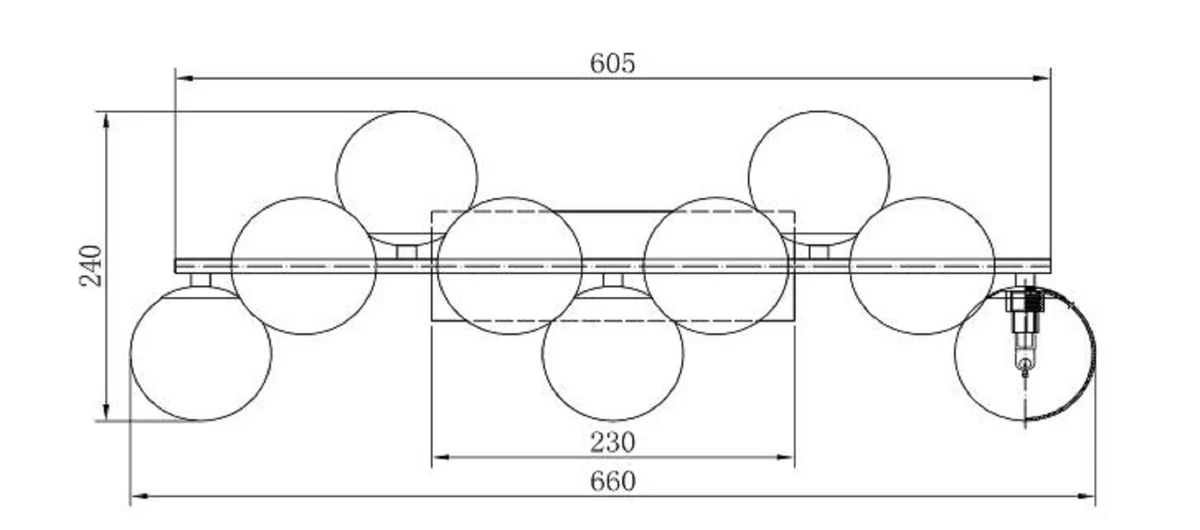 Casa Padrino lámpara de pared de diseñador plata / gris 66 x 23 x H. 24 cm - Lámpara de Salón Moderna