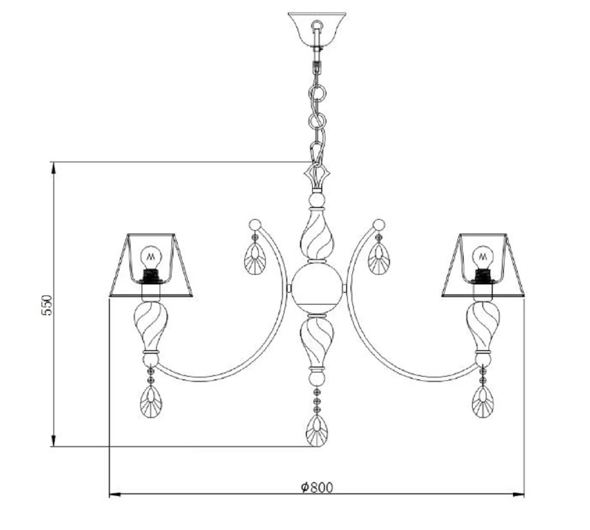 Casa Padrino araña cristal barroco bronce antiguo / champán / gris Ø 80 x H. 55 cm - Espléndida Araña en Estilo Barroco