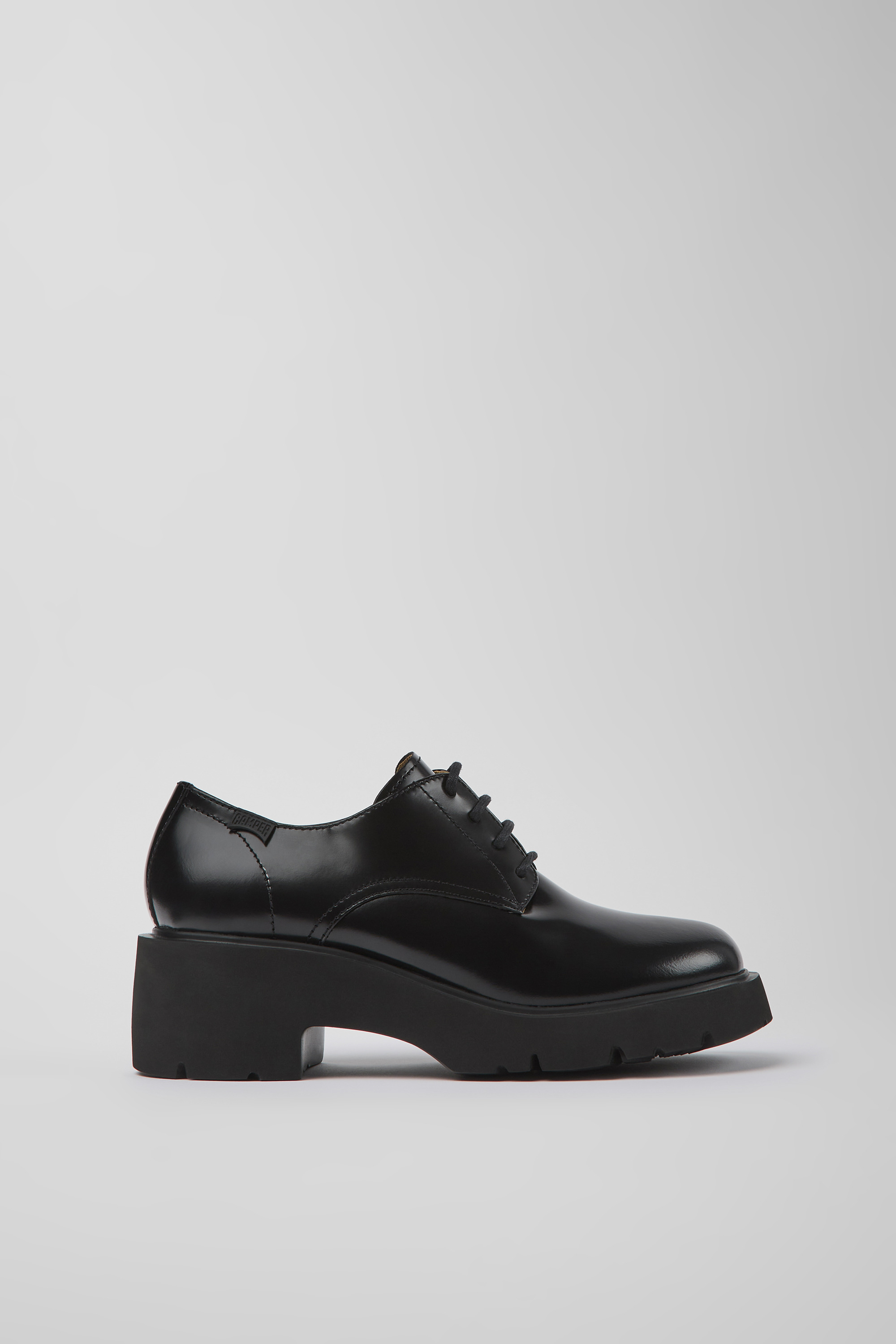 Milah - Black leather lace-up loafers for women