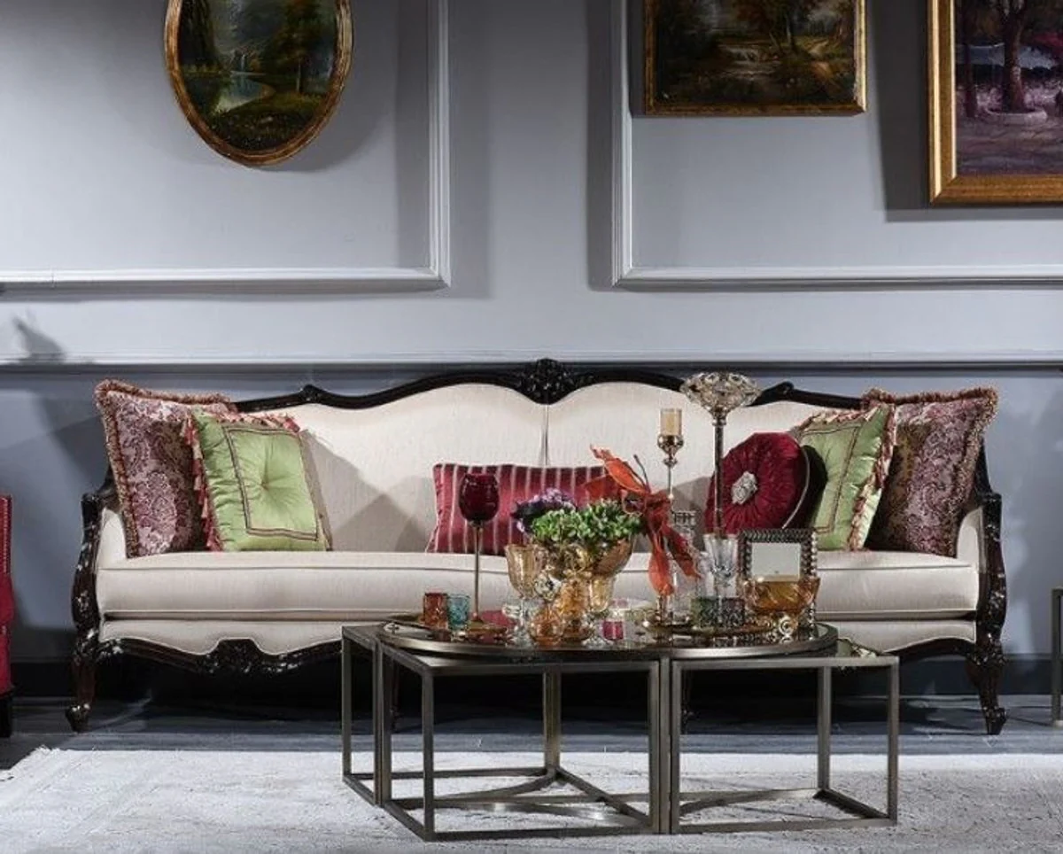 Casa Padrino sof¨¢ barroco de lujo crema / marr¨®n 260 x 90 x A. 95 cm - Sof¨¢ de estilo barroco - Muebles Barrocos