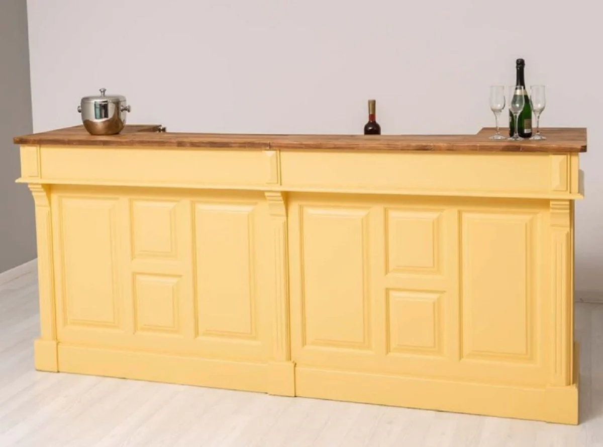 Casa Padrino barra de bar de estilo campestre amarillo / marr¨®n 240 cm - Muebles de bar estilo campestre