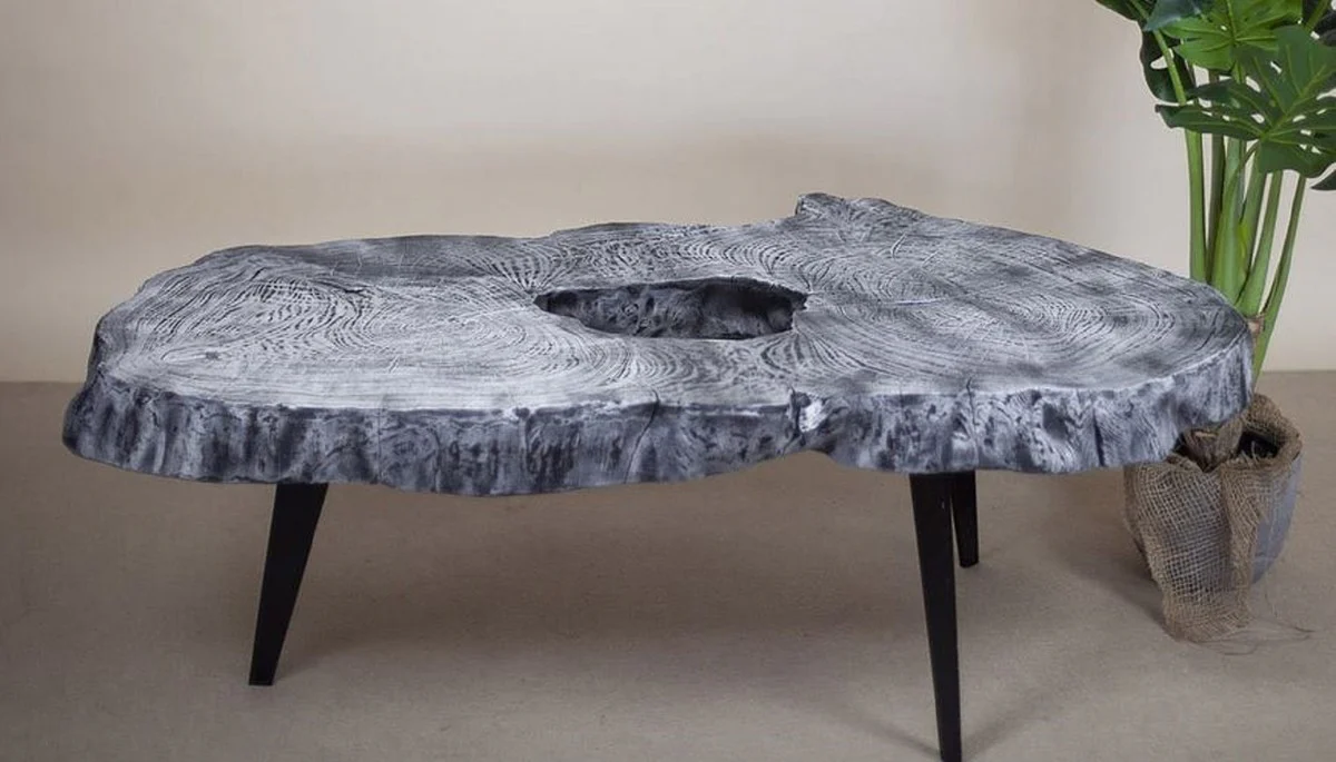 Casa Padrino mesa de centro de lujo gris / negro 100 x 60 x A. 50 cm