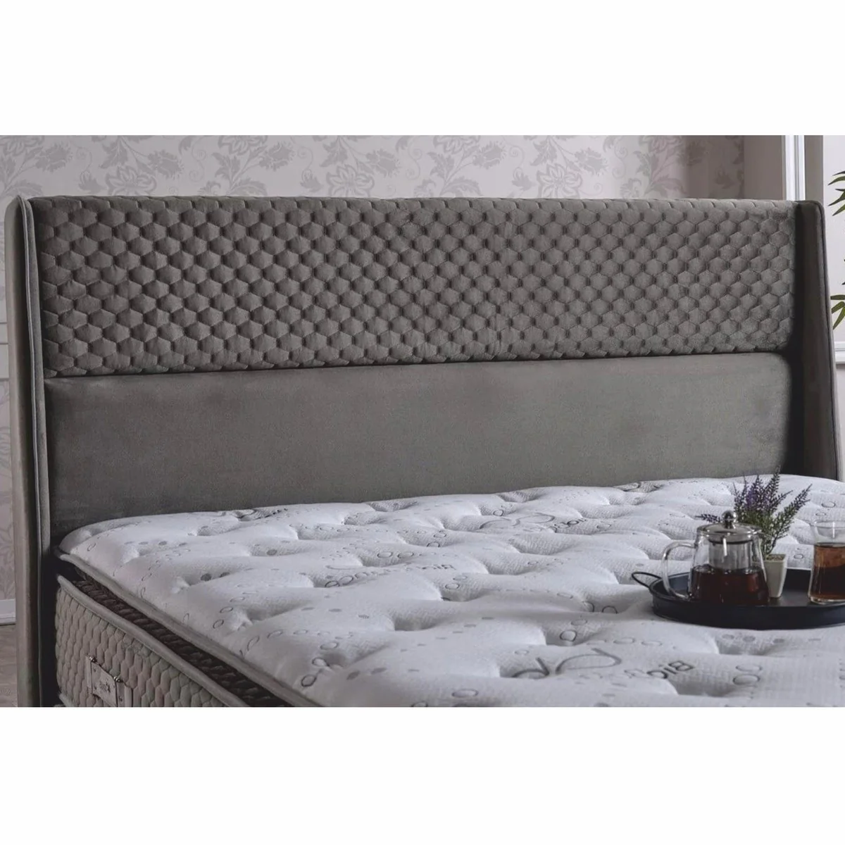 Casa Padrino cabecero de cama de lujo gris oscuro 200 cm - Muebles de dormitorio de lujo