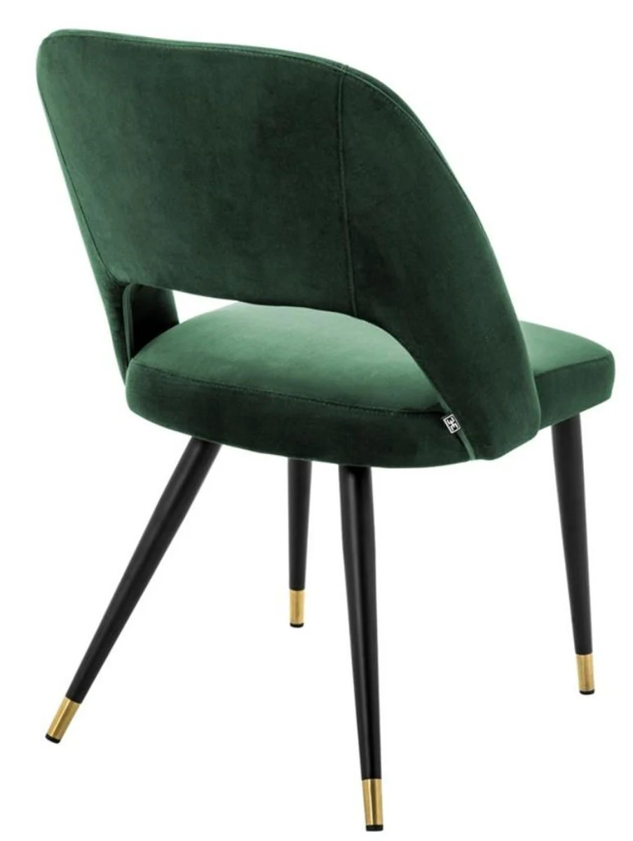 Casa Padrino luxury dining chair green / black 52 x 58 x H. 85 cm - Luxury Dining Room Furniture