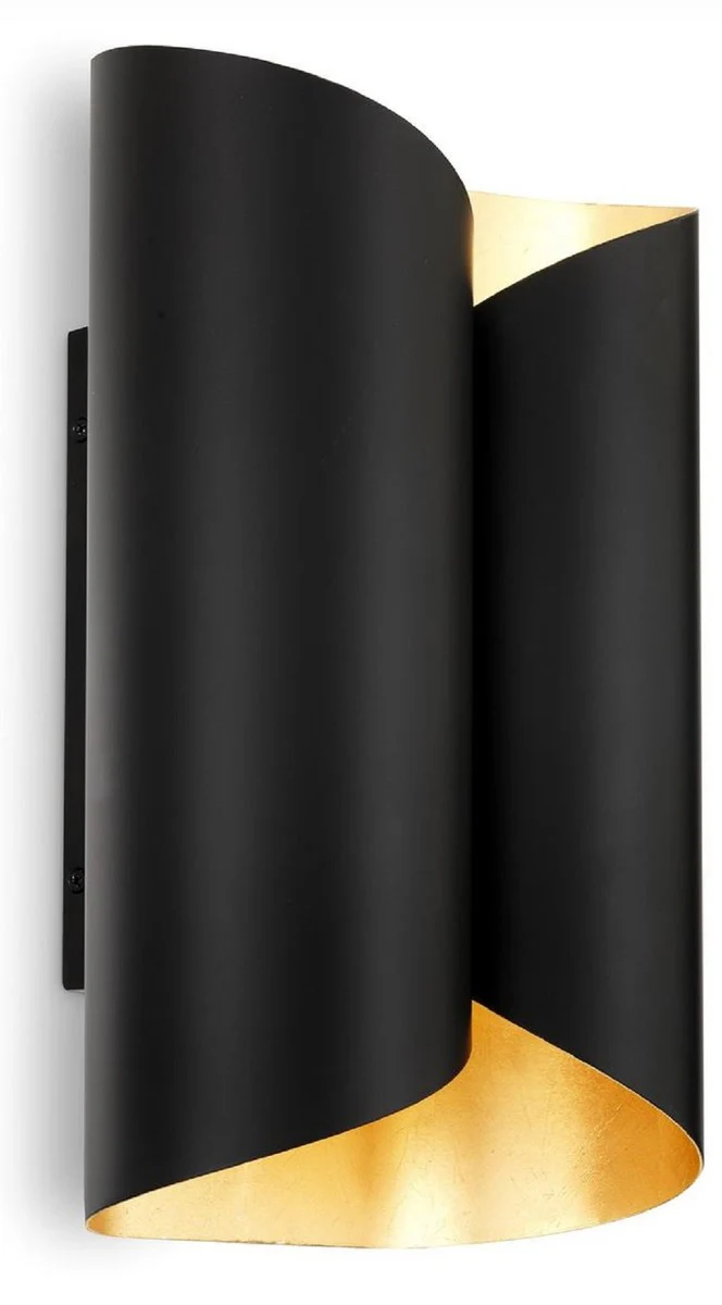 Casa Padrino lámpara de pared de diseño negro / oro 18 x 10,5 x A. 28 cm - Lámpara de pared de metal para sala de estar moderna - Calidad de Lujo