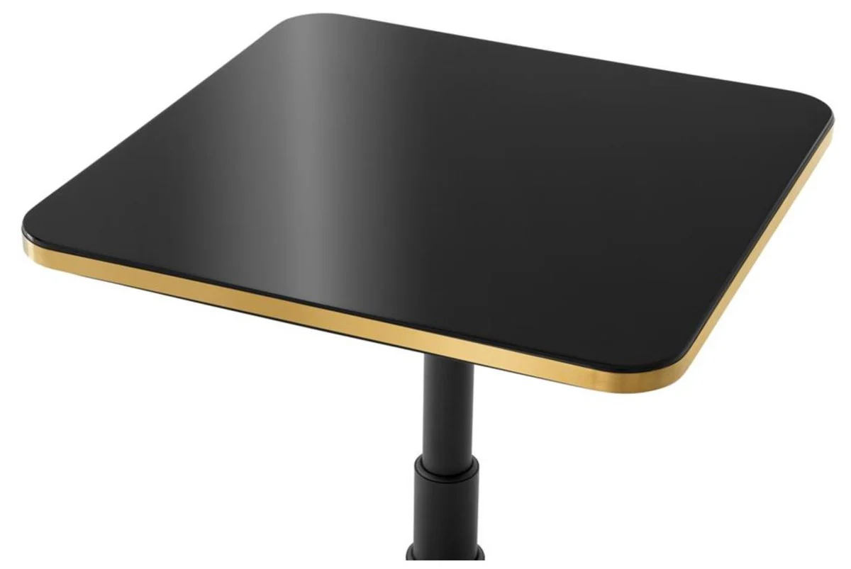 Casa Padrino mesa de comedor de lujo negra / latón 74 x 74 x H. 75,5 cm - Muebles de Lujo para el Comedor