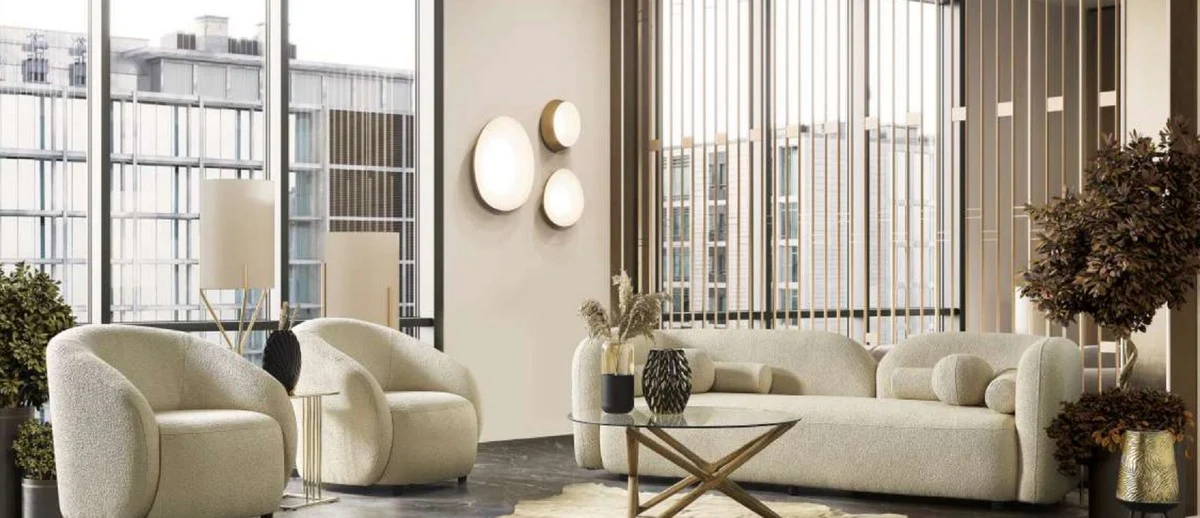 Casa Padrino sof¨¢ de lujo marfil 240 x 90 x A. 75 cm - Sof¨¢ de sal¨®n - Sof¨¢ de hotel - Muebles de sal¨®n - Muebles de hotel - Muebles de lujo - Interiores de lujo - Interiores de sal¨®n