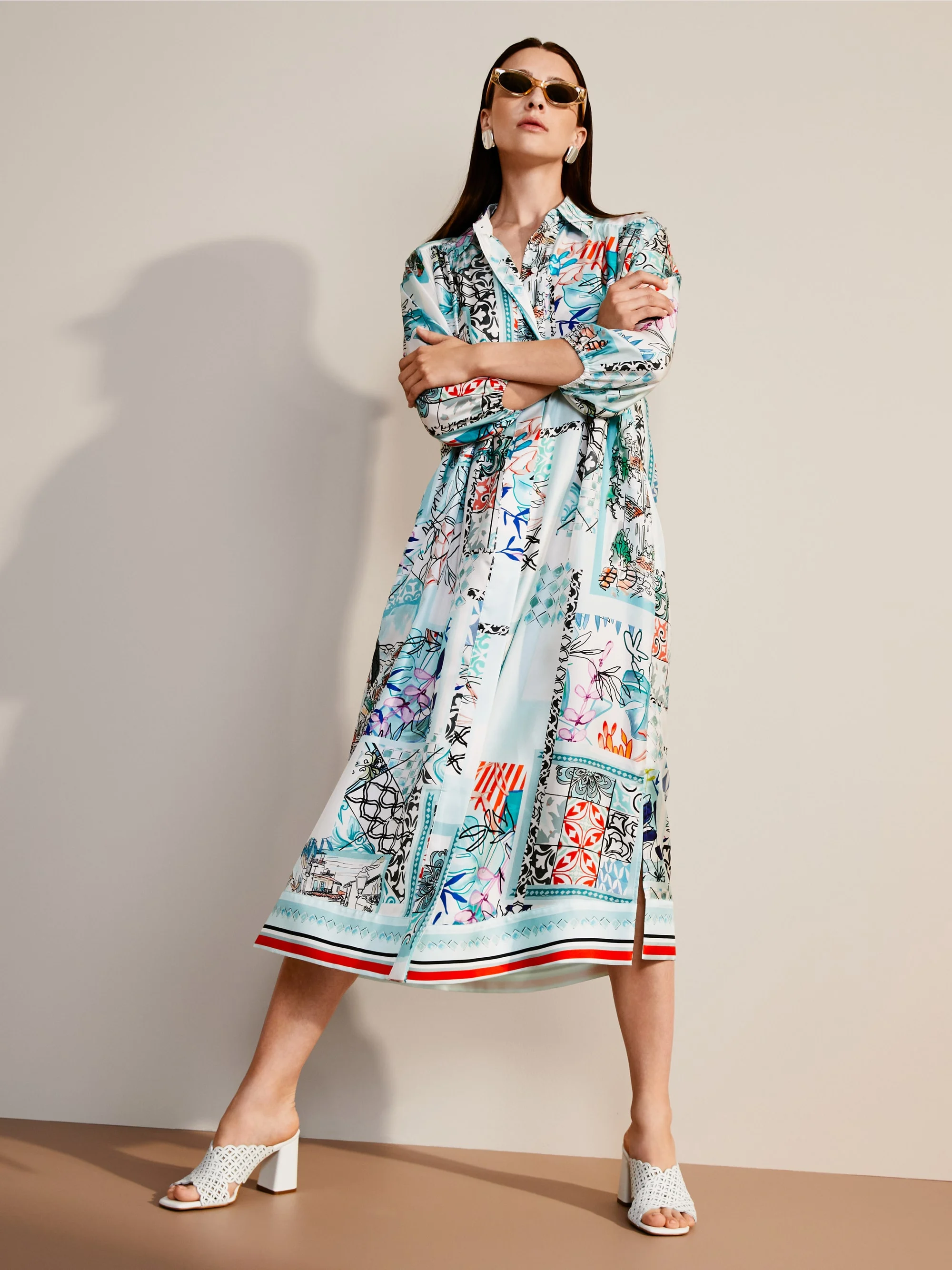 Marc-Cain Shirt dress in printed silk