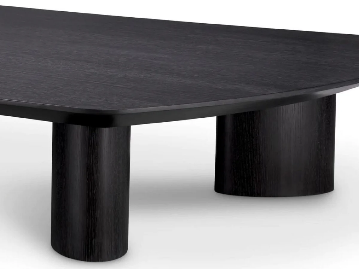 Casa Padrino mesa de centro de lujo negro gris 185 x 120 x A. 30 cm - Mesa de sal¨®n de madera maciza con tablero ligeramente curvado - Muebles de sal¨®n - Muebles de hotel - Muebles de lujo