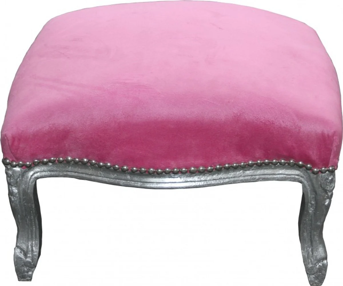 Heces - estilo antiguo Casa Padrino barroco de plata XXL otomana Mod3 rosa