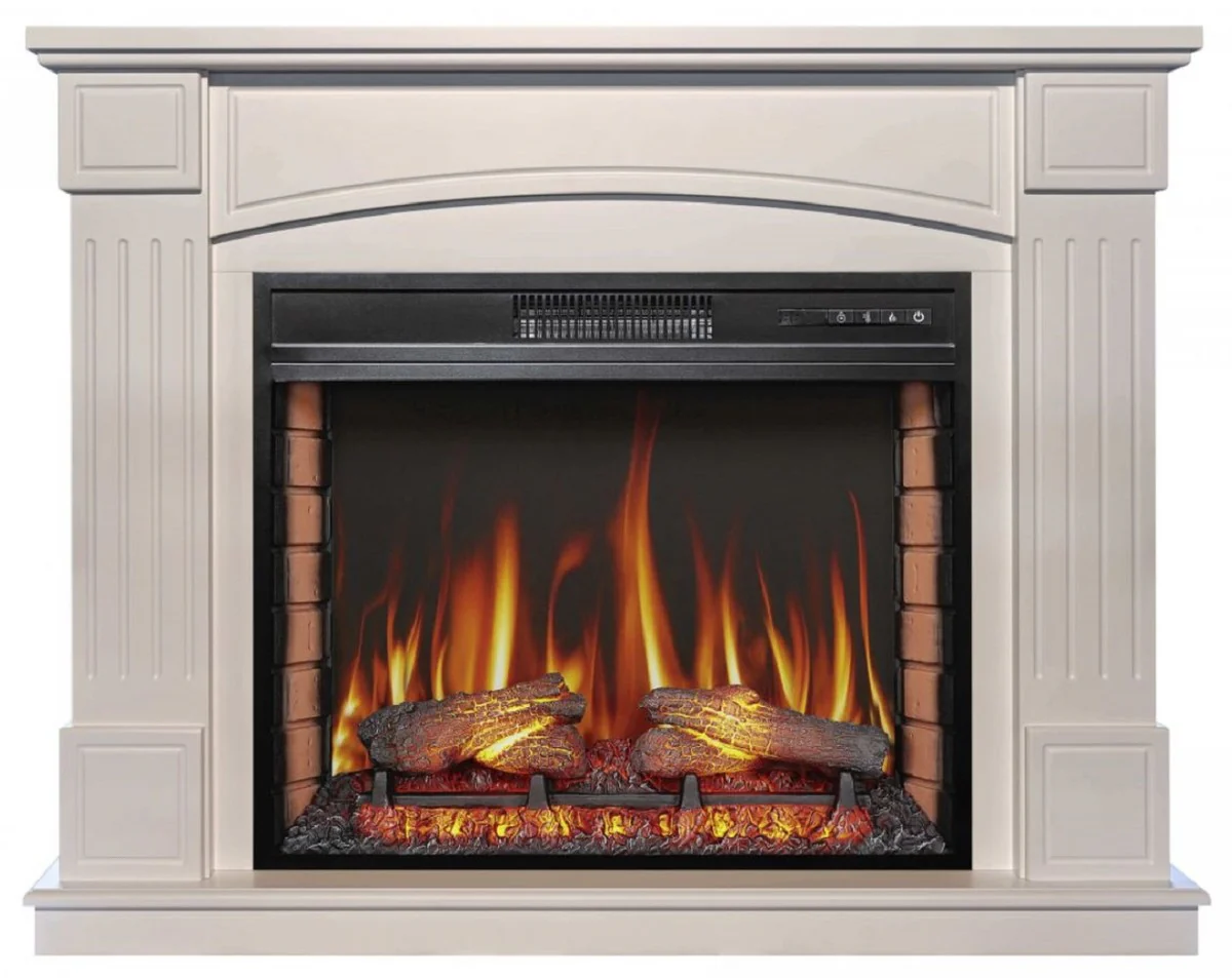 Casa Padrino chimenea el¨¦ctrica LED barroco blanco 114 x 34 x A. 90,3 cm