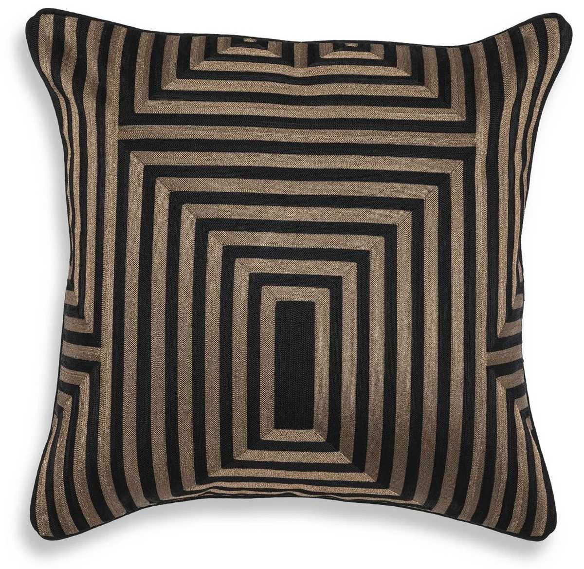 Casa Padrino cojín decorativa de lujo negro / oro 50 x 50 cm - Almohada decorativa noble con patrón elegante - Calidad de Lujo - Colección Hotel