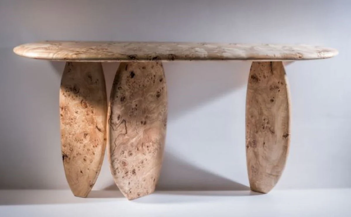 Casa Padrino consola de lujo de madera maciza natural 160 x 45 x A. 80 cm - Mesa consola de madera de ra¨ªz - Muebles de sal¨®n - Muebles de lujo - Interiores de lujo