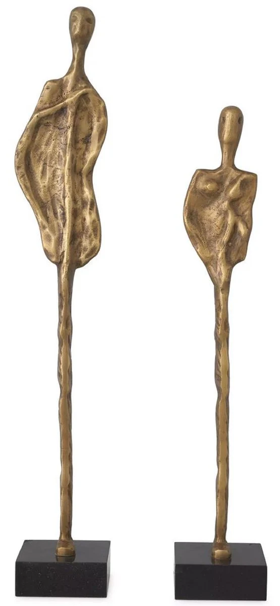 Casa Padrino conjunto de objetos de decoración de escritorio de diseño de lujo latón vintage / negro 85 x 50 x A. 95 cm - Esculturas de decoración de latón con base de granito - Decoración de salón