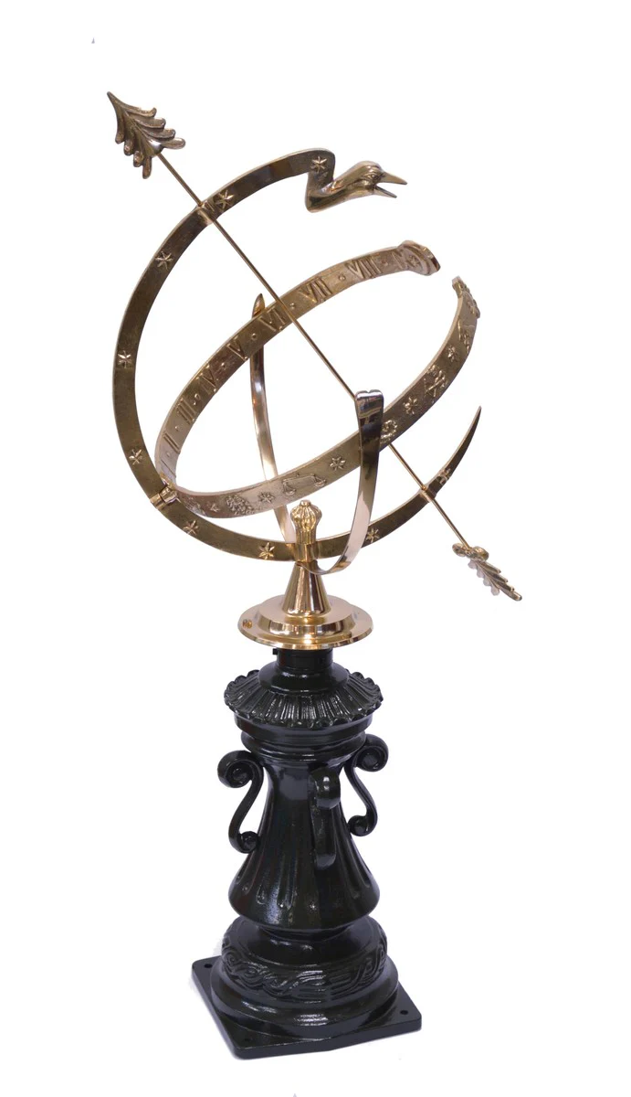 Casa Padrino Nouveau reloj de sol de estilo antiguo elenco de metal H 105 cm - Castillo soles pm - decoración del jardín de lujo