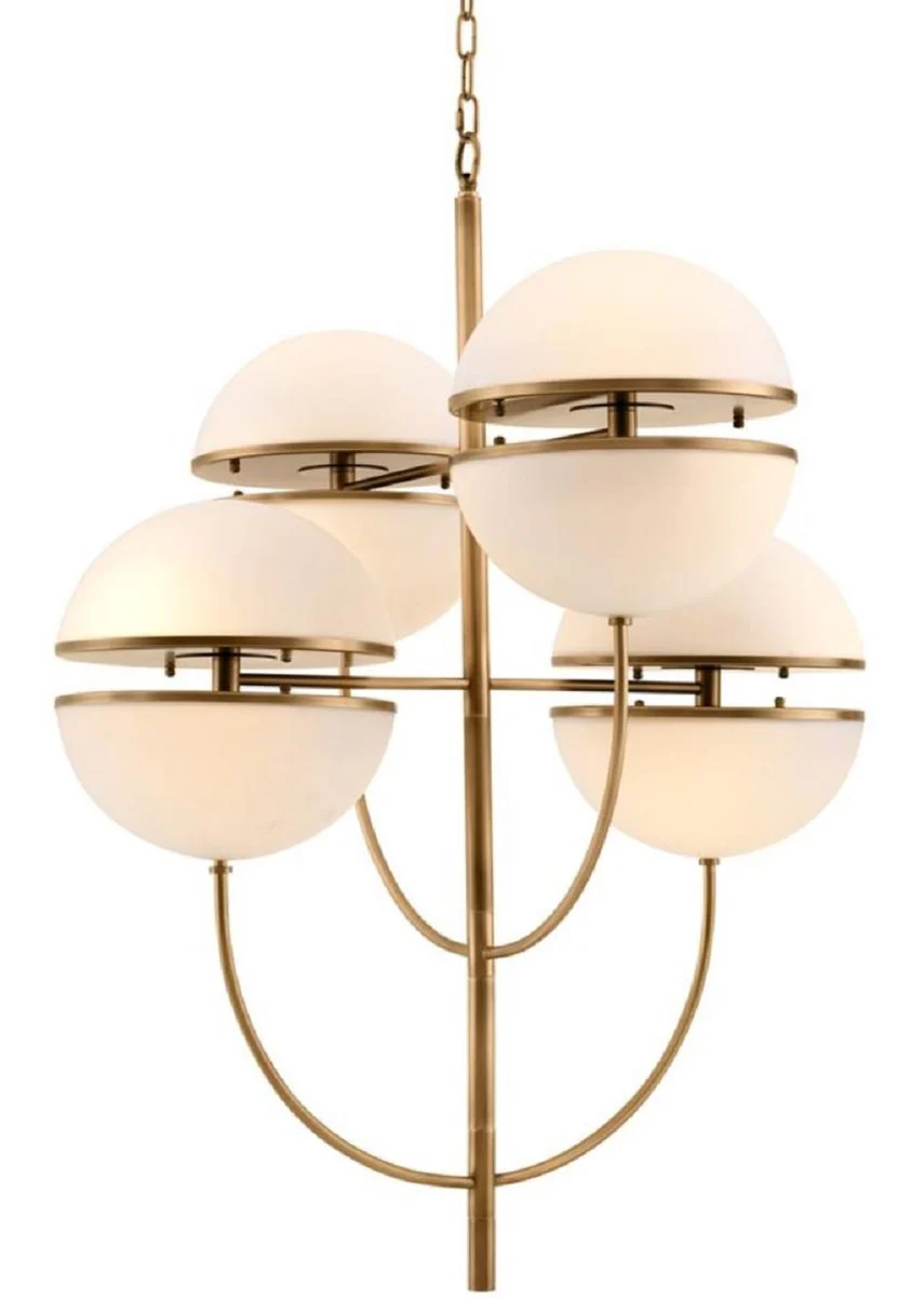 Casa Padrino araña de lujo de latón antiguo / blanco Ø 81 x H. 107 cm - Calidad de Lujo