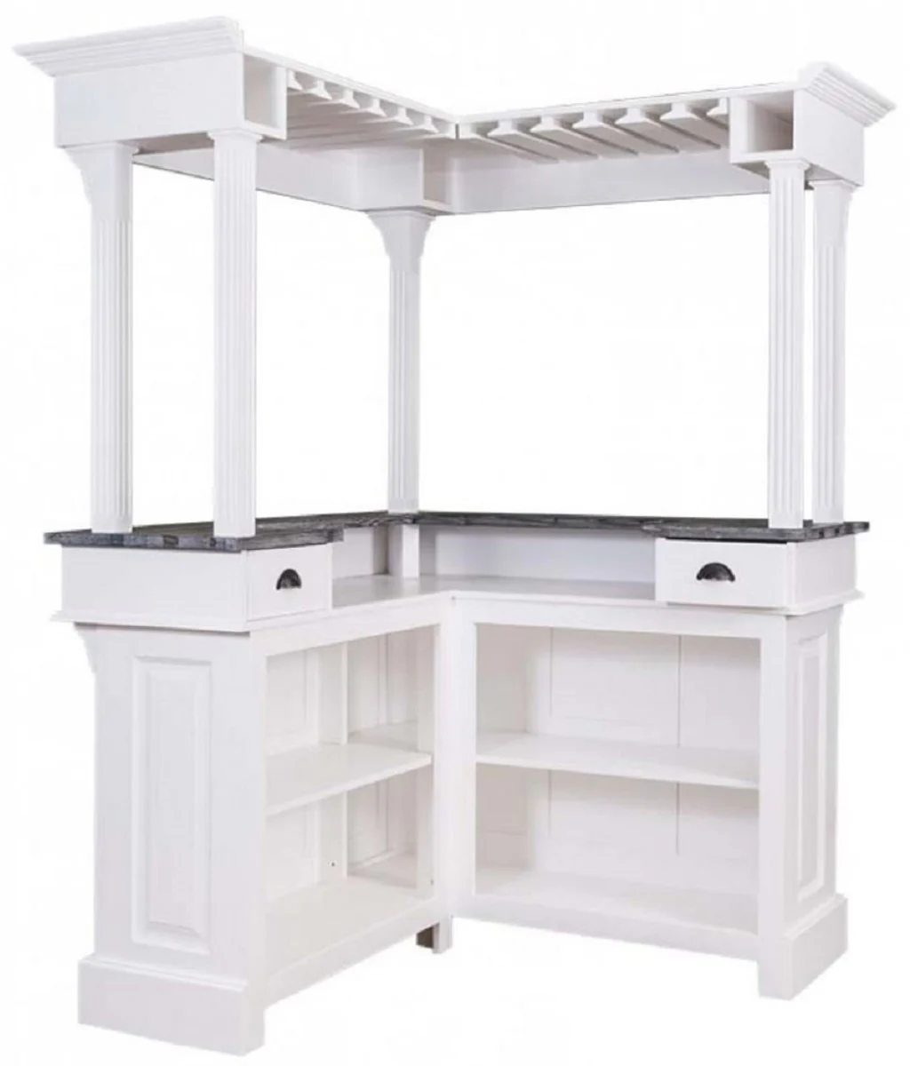 Casa Padrino barra de bar de estilo campestre blanco / gris 148 x 148 x A. 210 cm - Barra de bar de madera maciza - Muebles de bar de madera maciza - Muebles de bar en estilo campestre