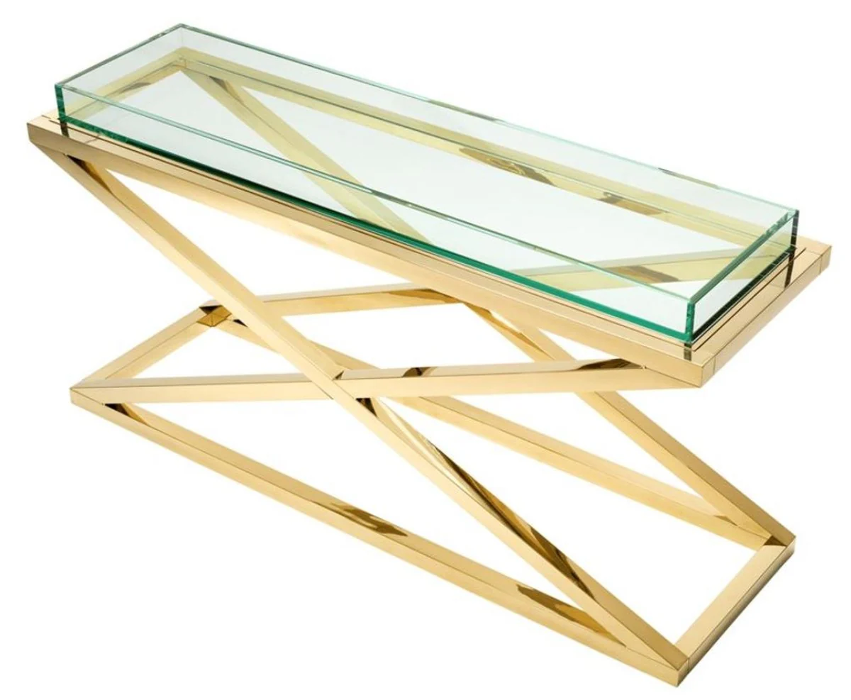 Casa Padrino consola / mesa de consola de lujo oro 150 x 45 x H. 77 cm - Muebles Para Hoteles