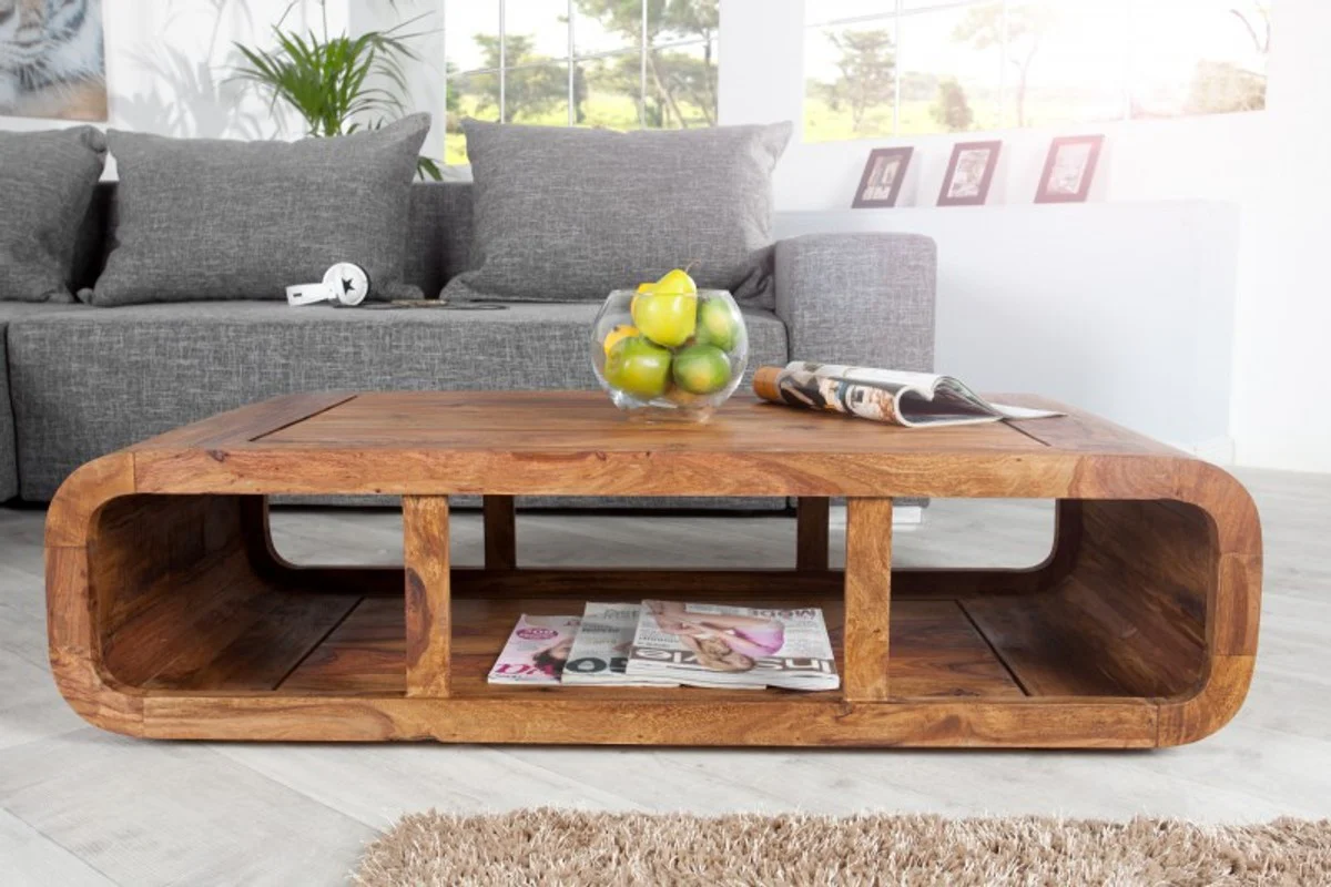 Casa Padrino mesa de centro de madera maciza de diseño natural 100 x H. 30 cm - mesa de salón