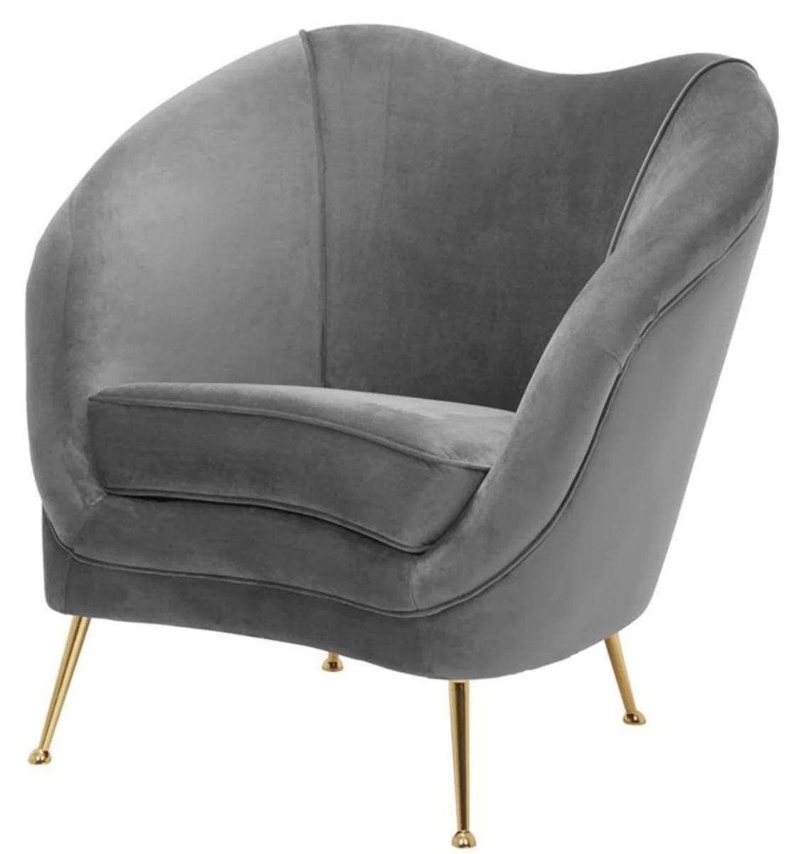 Casa Padrino sillón de salón de lujo gris / latón 85 x 77 x H. 80 cm - Colección de Lujo