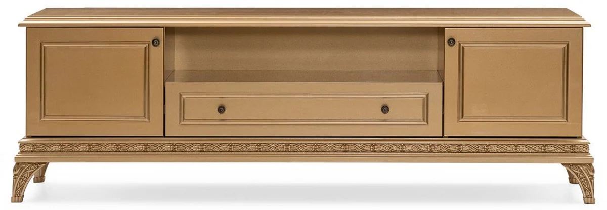 Casa Padrino gabinete TV barroco de lujo oro - Magn¨ªfico aparador de madera maciza con 2 puertas y caj¨®n - Muebles de sal¨®n en estilo barroco - Muebles barrocos - Noble y Magn¨ªfico